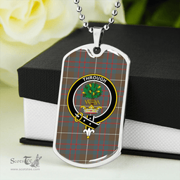 ScottishPlaid Hamilton of Clayton Weathered Clan Tartan Dog Tag Necklace - Crest Classic Scottish Plaid Tartan Plaid