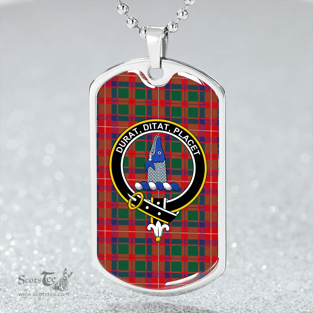 ScottishPlaid Geddes Modern Clan Tartan Dog Tag Necklace - Crest Classic Scottish Plaid Tartan Plaid