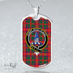ScottishPlaid Geddes Modern Clan Tartan Dog Tag Necklace - Crest Classic Scottish Plaid Tartan Plaid