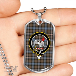 ScottishPlaid Gammell Weathered Clan Tartan Dog Tag Necklace - Crest Classic Scottish Plaid Tartan Plaid