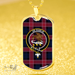 ScottishPlaid Graham of Menteith Red Modern Clan Tartan Dog Tag Necklace - Crest Classic Scottish Plaid Tartan Plaid