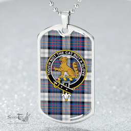 ScottishPlaid Gillies Blue Dress Dance Clan Tartan Dog Tag Necklace - Crest Classic Scottish Plaid Tartan Plaid