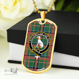 ScottishPlaid Hunter Old (Michael Old) Ancient Clan Tartan Dog Tag Necklace - Crest Classic Scottish Plaid Tartan Plaid