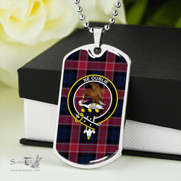 ScottishPlaid Graham of Menteith Red Modern Clan Tartan Dog Tag Necklace - Crest Classic Scottish Plaid Tartan Plaid
