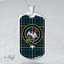 ScottishPlaid Gammell Modern Clan Tartan Dog Tag Necklace - Crest Classic Scottish Plaid Tartan Plaid