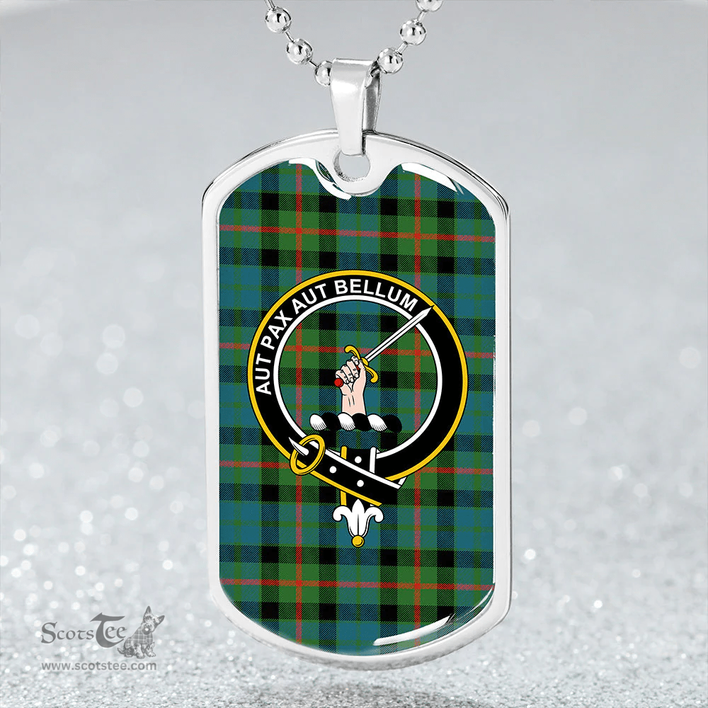 ScottishPlaid Gunn Ancient Clan Tartan Dog Tag Necklace - Crest Classic Scottish Plaid Tartan Plaid