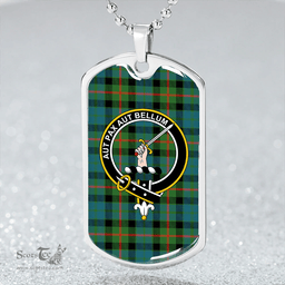 ScottishPlaid Gunn Ancient Clan Tartan Dog Tag Necklace - Crest Classic Scottish Plaid Tartan Plaid