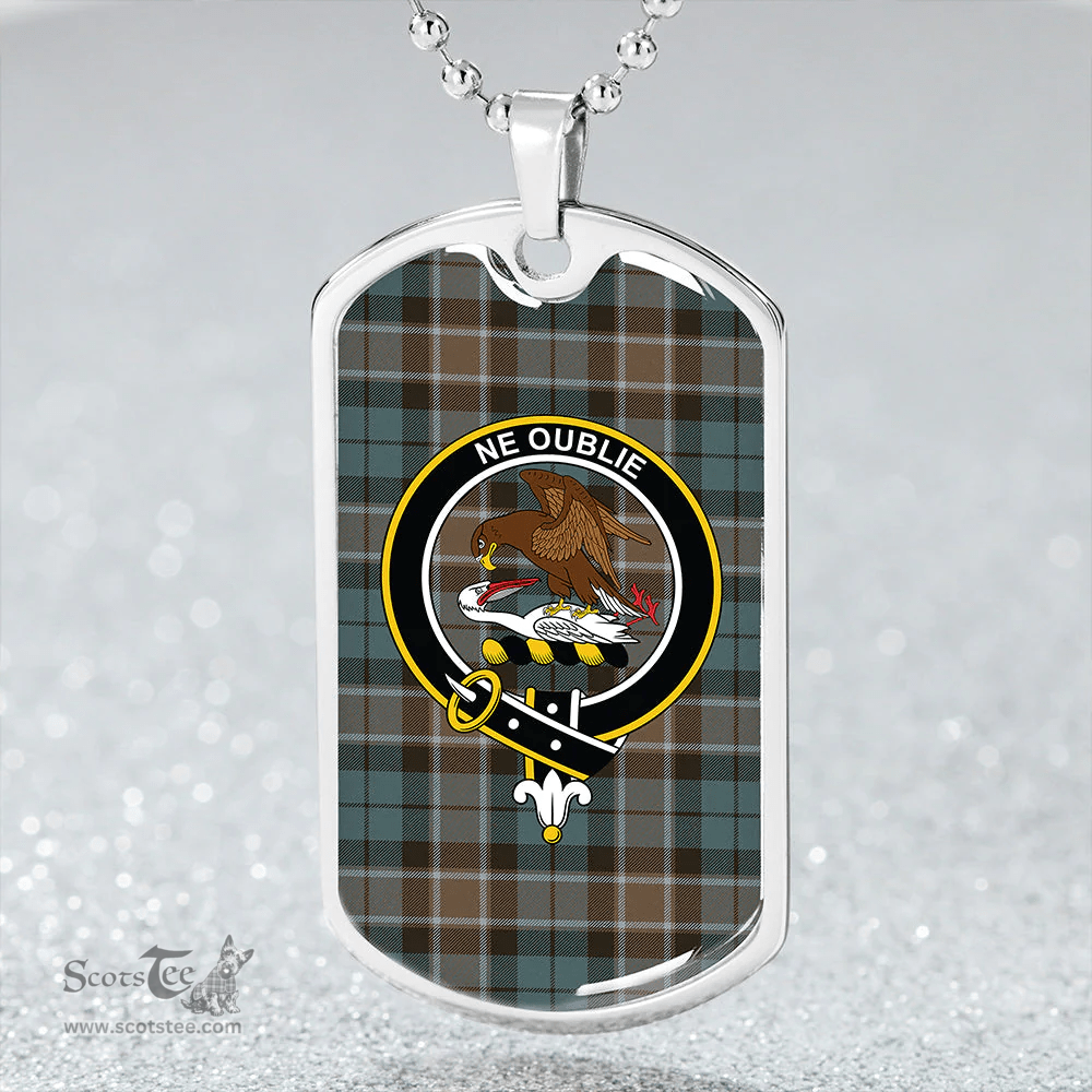 ScottishPlaid Graham of Menteith Weathered Clan Tartan Dog Tag Necklace - Crest Classic Scottish Plaid Tartan Plaid