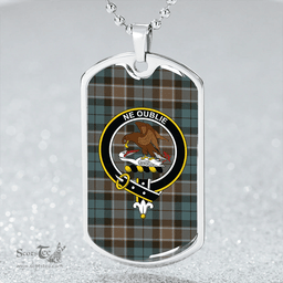 ScottishPlaid Graham of Menteith Weathered Clan Tartan Dog Tag Necklace - Crest Classic Scottish Plaid Tartan Plaid