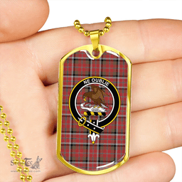 ScottishPlaid Graham Red Weathered Clan Tartan Dog Tag Necklace - Crest Classic Scottish Plaid Tartan Plaid