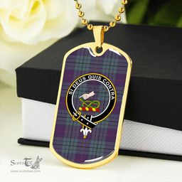 ScottishPlaid Hutton Weathered Clan Tartan Dog Tag Necklace - Crest Classic Scottish Plaid Tartan Plaid