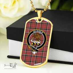 ScottishPlaid Graham Red Weathered Clan Tartan Dog Tag Necklace - Crest Classic Scottish Plaid Tartan Plaid