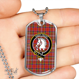 ScottishPlaid Hepburn Ancient Clan Tartan Dog Tag Necklace - Crest Classic Scottish Plaid Tartan Plaid