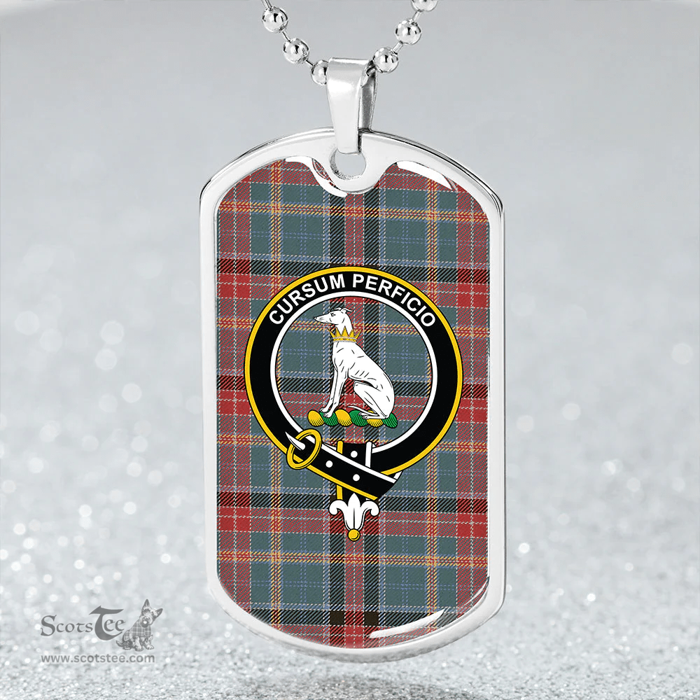 ScottishPlaid Hunter Old Weathered Clan Tartan Dog Tag Necklace - Crest Classic Scottish Plaid Tartan Plaid