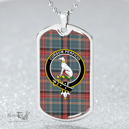 ScottishPlaid Hunter Old Weathered Clan Tartan Dog Tag Necklace - Crest Classic Scottish Plaid Tartan Plaid