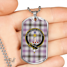 ScottishPlaid Henderson Dress Weathered Clan Tartan Dog Tag Necklace - Crest Classic Scottish Plaid Tartan Plaid