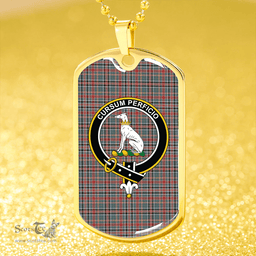ScottishPlaid Hunter Old #3 Clan Tartan Dog Tag Necklace - Crest Classic Scottish Plaid Tartan Plaid