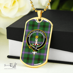 ScottishPlaid Henderson Ancient Clan Tartan Dog Tag Necklace - Crest Classic Scottish Plaid Tartan Plaid