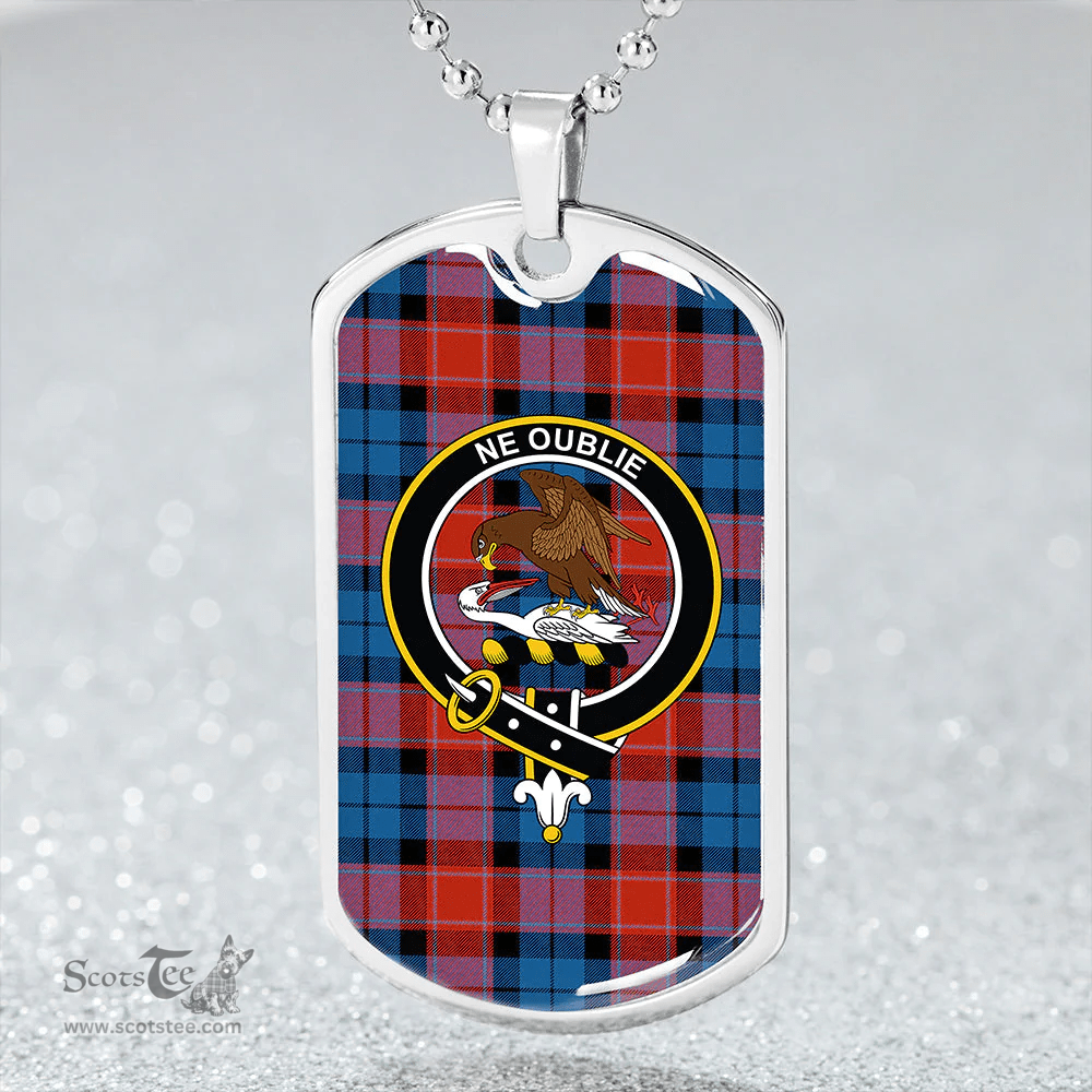 ScottishPlaid Graham of Menteith Red Ancient Clan Tartan Dog Tag Necklace - Crest Classic Scottish Plaid Tartan Plaid