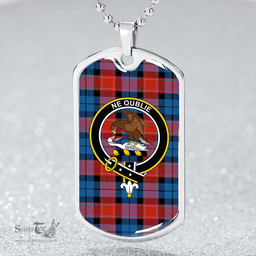 ScottishPlaid Graham of Menteith Red Ancient Clan Tartan Dog Tag Necklace - Crest Classic Scottish Plaid Tartan Plaid