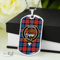 ScottishPlaid Graham of Menteith Red Ancient Clan Tartan Dog Tag Necklace - Crest Classic Scottish Plaid Tartan Plaid