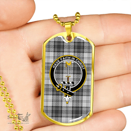 ScottishPlaid Glendinning Clan Tartan Dog Tag Necklace - Crest Classic Scottish Plaid Tartan Plaid