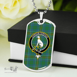 ScottishPlaid Hunter of Hunterston (Galbraith of Hunterston) Ancient Clan Tartan Dog Tag Necklace - Crest Classic Scottish Plaid Tartan Plaid