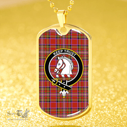 ScottishPlaid Hepburn Ancient Clan Tartan Dog Tag Necklace - Crest Classic Scottish Plaid Tartan Plaid