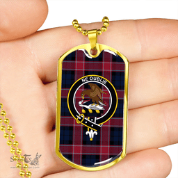 ScottishPlaid Graham of Menteith Red Modern Clan Tartan Dog Tag Necklace - Crest Classic Scottish Plaid Tartan Plaid
