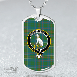 ScottishPlaid Hunter of Hunterston (Galbraith of Hunterston) Ancient Clan Tartan Dog Tag Necklace - Crest Classic Scottish Plaid Tartan Plaid