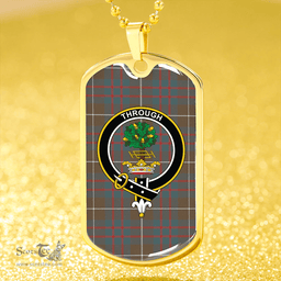 ScottishPlaid Hamilton of Clayton Weathered Clan Tartan Dog Tag Necklace - Crest Classic Scottish Plaid Tartan Plaid