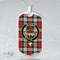 ScottishPlaid Graham Red Dress Modern Clan Tartan Dog Tag Necklace - Crest Classic Scottish Plaid Tartan Plaid