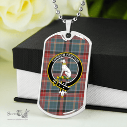 ScottishPlaid Hunter Old Weathered Clan Tartan Dog Tag Necklace - Crest Classic Scottish Plaid Tartan Plaid