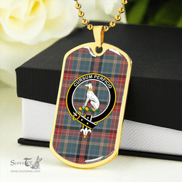 ScottishPlaid Hunter Old Weathered Clan Tartan Dog Tag Necklace - Crest Classic Scottish Plaid Tartan Plaid