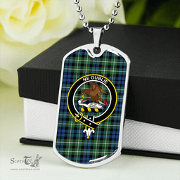 ScottishPlaid Graham of Montrose Modern Clan Tartan Dog Tag Necklace - Crest Classic Scottish Plaid Tartan Plaid