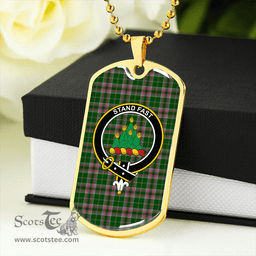 ScottishPlaid Gray Clan Tartan Dog Tag Necklace - Crest Classic Scottish Plaid Tartan Plaid