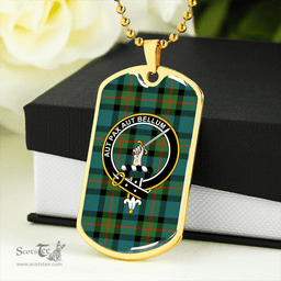 ScottishPlaid Gunn Ancient Clan Tartan Dog Tag Necklace - Crest Classic Scottish Plaid Tartan Plaid