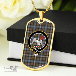 ScottishPlaid Gammell Weathered Clan Tartan Dog Tag Necklace - Crest Classic Scottish Plaid Tartan Plaid
