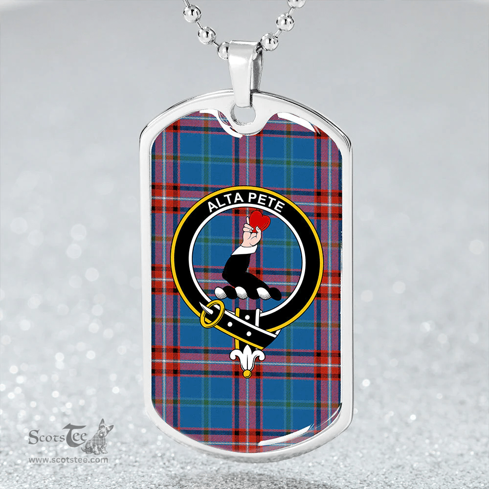 ScottishPlaid Glenn Ancient Clan Tartan Dog Tag Necklace - Crest Classic Scottish Plaid Tartan Plaid
