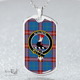 ScottishPlaid Glenn Ancient Clan Tartan Dog Tag Necklace - Crest Classic Scottish Plaid Tartan Plaid