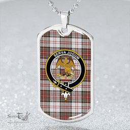 ScottishPlaid Hay #3 Weathered Clan Tartan Dog Tag Necklace - Crest Classic Scottish Plaid Tartan Plaid