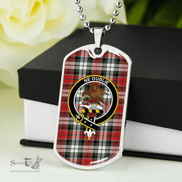 ScottishPlaid Graham Red Dress Modern Clan Tartan Dog Tag Necklace - Crest Classic Scottish Plaid Tartan Plaid