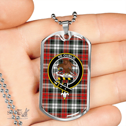 ScottishPlaid Graham Red Dress Modern Clan Tartan Dog Tag Necklace - Crest Classic Scottish Plaid Tartan Plaid