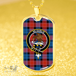 ScottishPlaid Graham of Menteith Red Ancient Clan Tartan Dog Tag Necklace - Crest Classic Scottish Plaid Tartan Plaid
