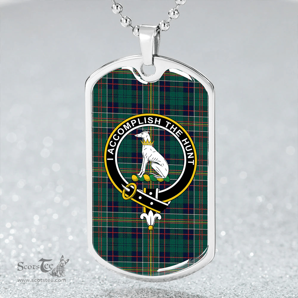 ScottishPlaid Hunter of Hunterston (Michael of Hunterston) Modern Clan Tartan Dog Tag Necklace - Crest Classic Scottish Plaid Tartan Plaid