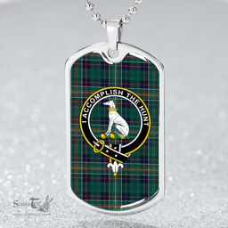 ScottishPlaid Hunter of Hunterston (Michael of Hunterston) Modern Clan Tartan Dog Tag Necklace - Crest Classic Scottish Plaid Tartan Plaid