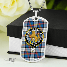 ScottishPlaid Gillies Blue Dress Dance Clan Tartan Dog Tag Necklace - Crest Classic Scottish Plaid Tartan Plaid
