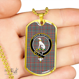 ScottishPlaid Hunter Old #3 Clan Tartan Dog Tag Necklace - Crest Classic Scottish Plaid Tartan Plaid