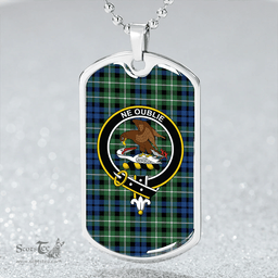 ScottishPlaid Graham of Montrose Modern Clan Tartan Dog Tag Necklace - Crest Classic Scottish Plaid Tartan Plaid