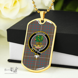 ScottishPlaid Hamilton of Clayton Weathered Clan Tartan Dog Tag Necklace - Crest Classic Scottish Plaid Tartan Plaid
